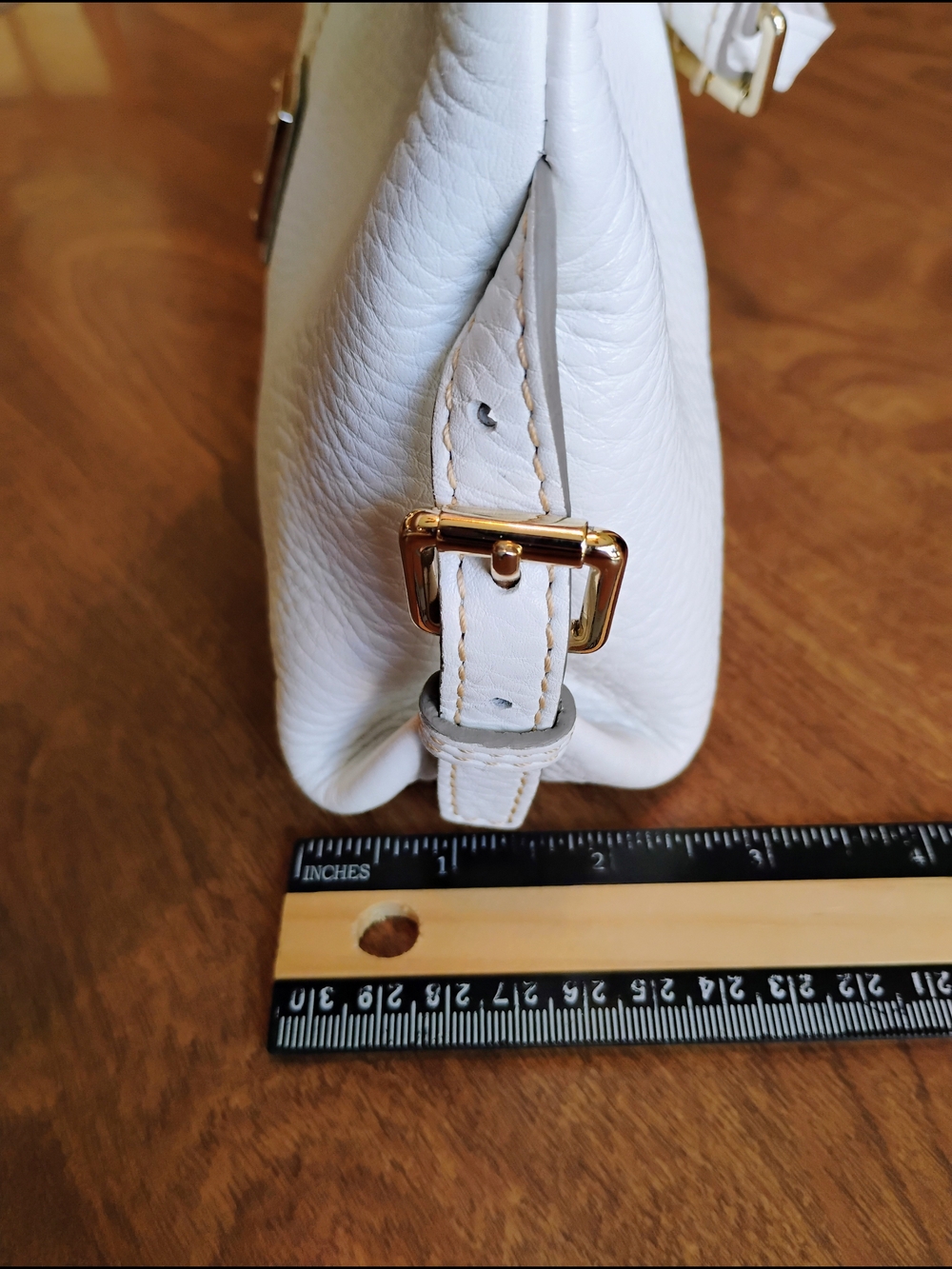 Dooney & Bourke White Pebble Grain Leather "Hobo Corner Buckle" Shoulder Bag - Picture 13 of 13